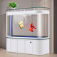 玉弘杰魚(yú)缸客廳中大型家用靠墻圓弧形水族箱免換水底過(guò)濾智能落地生態(tài) 淡雅白 100×50×160cm長(cháng)/寬/高（2個(gè)柜門(mén)）