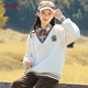 方糖姑娘假兩件衛(wèi)衣羊羔毛絨加棉加絨冬季少女高中初中學(xué)生冬裝上衣學(xué)院風(fēng) 21503LX米白色 L