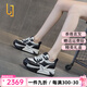 OLJ奢侈高端品牌女鞋拼色老爹鞋最新款內(nèi)增高百搭休閑時(shí)尚板鞋 黑色單里 37