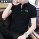 吉普短袖T恤男夏季POLO打底衫翻領(lǐng)商務(wù)休閑上衣青年體恤男裝半袖 BJ501黑色（灰袖） 4XL