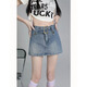 KAHTOP2026春夏新款高腰牛仔超短裙女辣妹裝a字包臀小個(gè)子裙褲YLM 淺藍色 L