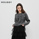 moussy 新品暗黑哥特圖案短款針織衫毛衣女028HAZ70-0951 160灰色 均碼 00020/F