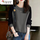 啄木鳥(niǎo)撿漏純棉長(cháng)袖時(shí)尚衛衣女裝秋冬洋氣大碼寬松遮肉打底上衣 灰色(純色款) XL(建議130-145斤)