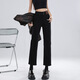 安卡丹牛仔褲女直筒煙管褲加絨厚秋冬寬松顯瘦高腰女生八九分長(cháng)褲子3020 黑色單褲【長(cháng)褲】 L