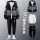 gxmy外套男春秋季新款?yuàn)A克男裝連帽外套搭配一套運(yùn)動(dòng)休閑衣服男套裝 JK075灰色+純白T恤+楓葉褲 XL 【120-140斤】