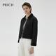 PRICH小香風(fēng)簡(jiǎn)約菱格絎縫撞色棉服冬季新款翻領(lǐng)通勤短外套女 19黑色 M 160