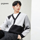 gxg.jeans男裝 2024年春季寬松撞色拼接毛衣開(kāi)襟毛衫 黑灰 170/M