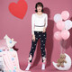 tutuanna趣趣安娜My Melody圓點(diǎn)毛毛高腰腹卷長褲舒適保暖打底 0875034502 M 160/70A