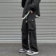 邊七美式高街工裝褲男款秋季潮牌戶(hù)外機能沖鋒褲闊腿寬松直筒休閑長(cháng)褲 【高質(zhì)量升級版】黑色 XL 建議體重120-130斤