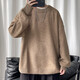主意范毛衣男高領打底衫男寬松純色學生秋冬季加厚毛衣加肥加大碼針織衫 JM21537駝色 2XL 150-170斤