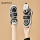 達(dá)芙妮（DAPHNE）雪地靴女2023新款冬季英倫風(fēng)加絨加厚魔術(shù)貼保暖防滑短筒厚底棉靴 黑色厚絨跟高4.3cm 37 (235mm)