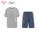 MW1男士睡衣夏季莫代爾短袖短褲可外穿家居服短袖休閑套裝 030 灰色 L (175)