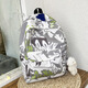 鋒上 雙肩包女韓版涂鴉潮酷大容量背包日系初高中學(xué)生書(shū)包男雙肩背包 灰色涂鴉（不含掛件）