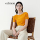 edition針織衫女夏新款針織短袖T恤女上衣 南瓜黃色 S 160