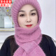 笙格兒新款帽子女加絨加厚圍巾一體風(fēng)雪帽秋冬季松鼠絨毛線(xiàn)帽保暖網(wǎng)紅帽 藕粉色