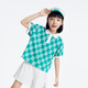 安奈兒（Annil）女童裝Polo衫夏針織純棉運(yùn)動印花透氣翻領(lǐng)短袖上衣 綠調(diào)花 130cm