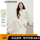 紅袖甜美垂感連衣裙2025春季新款女裝波西米亞風(fēng)收腰木耳邊領(lǐng)雪紡長(cháng)裙 本白3001 M
