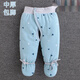 喜雅萌嬰兒包腳褲子冬兩月新生兒加厚棉褲連腳褲開(kāi)腰冬季夾棉保暖褲寶寶 [中厚/魔術(shù)貼/包腳]S344-藍 80碼[18-22斤寶寶穿]