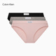 Calvin Klein內(nèi)衣【七夕禮物】女士三條裝簡(jiǎn)約布標(biāo)ck棉質(zhì)比基尼內(nèi)褲女QP3129O D4H-太空黑/椰青灰/桃粉色 3條 M