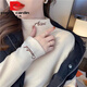 皮爾卡丹（pierre cardin）打底衫女秋冬內(nèi)搭洋氣25新款德絨半高領(lǐng)雙面磨毛加絨加厚中領(lǐng)長(zhǎng)袖 米白色【保暖雙面德絨】 L 建議100-115斤