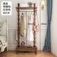 卡拉圣帝實(shí)木歐式描金描銀衣帽架落地臥室客廳掛衣架家用歐式實(shí)木收納架 銀桿描金紅棕色帶腰鉤80厘米