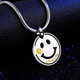 芹娜落落笑臉項鏈男款潮版嘻哈韓版情侶吊墜學(xué)生時(shí)尚個(gè)性首飾品情人節送女朋友生日禮物 笑臉項鏈情侶一對（下單留言鏈子款式默認隨機）