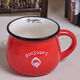 精品創(chuàng  )意早餐杯 咖啡杯大肚復古陶瓷杯 可愛(ài)牛奶水杯 馬克杯 logo 紅色 350毫升