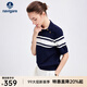 Navigare意大利小帆船斜襟翻領(lǐng)短袖T恤女士25夏季新款時(shí)尚通勤條紋POLO衫 海軍藍 L