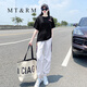 MT&RM輕奢潮牌 運動(dòng)套裝女夏季時(shí)髦休閑服減齡顯瘦寬松短袖長(cháng)褲兩件套 圖片色 M