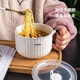 華青格陶瓷泡面碗帶蓋學生飯盒泡面杯保鮮碗湯碗陶瓷早餐杯可微波爐加熱 5.25英寸單耳泡面碗【白色】