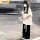 EDUX2024夏季学生短袖女T恤韩版宽松休闲时尚ins 杏色_() S_60-85斤