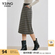 衣香麗影格紋半身裙女新款高腰顯瘦設計感開(kāi)叉中長(cháng)裙子 黑底格 L