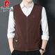 皮爾卡丹（pierre cardin）100%桑蠶絲背心男士?jì)却┵N身保暖真絲棉馬夾手工蠶絲棉襖內膽馬甲 咖啡 拉鏈 口袋 3XL 3XL(建議160-180斤)