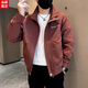 梵洛幽潮牌痞帥工裝外套男春秋季潮流刺繡夾克2025新款男士休閑春裝上衣 酒紅色 L