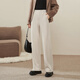 逸陽(yáng)窄版直筒褲女加絨加厚冬季高腰顯瘦寬松休閑闊腿白色褲 杏色 加厚 30