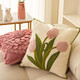 遇上佳人沙發(fā)抱枕套不含芯45x45北歐風(fēng)客廳床頭飄窗樣板間車(chē)用椅子靠墊套 郁金香刺繡抱枕套