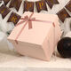 美外超大禮盒空盒子情人節女友女生禮品盒包裝生日儀式感大號箱子 粉盒粉絲帶(裸盒) 40*40*30+手提繩賀卡