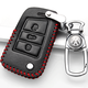 2019款一汽大眾探歌鑰匙包專(zhuān)用T-ROC探歌鑰匙套真皮汽車(chē)2018款兩驅智能一鍵啟動(dòng)鑰匙套殼扣 I款黑紅色（一鍵啟動(dòng)車(chē)專(zhuān)用）