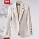 簡(jiǎn)蜓粉色西裝外套女春秋新款氣質(zhì)女神范高端修身職業(yè)休閑小西服上衣潮 米白 2XL