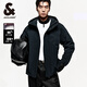 杰克·瓊斯（JACK&JONES）男裝冬季款男士百搭個(gè)性帥氣魔術(shù)貼拉鏈防風(fēng)連帽外套羽絨服 黑色E40 黑色E40 S 170