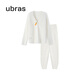 ubras【虞書(shū)欣同款】兔絨絨開(kāi)襟家居服套裝厚款女加絨睡衣冬季女 【長(cháng)袖長(cháng)褲套裝】純白色 M