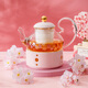 Hello Kitty櫻花玻璃茶壺套裝創(chuàng  )意茶水分離過(guò)濾養生花茶壺禮盒七夕情人節禮物 櫻花玻璃茶壺