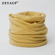ZEYAUP脖套女保暖冬季護脖子圍巾男純羊毛情侶款套頭圍脖女 金黃