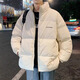KIEXI棉服男外套秋冬季加厚裝2025年新款棉衣ins男生面包服棉襖 杏色 L【168-173CM 115-130斤】