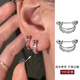 Lnieer999足銀耳釘女耳骨釘養(yǎng)耳洞耳圈耳骨環(huán)彩色耳環(huán)螺絲擰扣免摘耳飾 U形雙層耳環(huán)【999足銀】