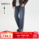 三福（SANFU）2025冬季男士貓須洗水休閑牛仔褲 都市合身直筒褲子510100 藍色 32