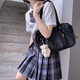 HERAGAIA川町香jk制服百褶半身格裙2025夏套裝格子正版學院風學生校服短裙 33瀧島海格裙+短袖襯衫+領結 M （推薦90斤-100斤）