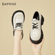 達(dá)芙妮（DAPHNE）英倫風(fēng)牛津鞋女秋季新款厚底增高單鞋工作皮鞋 米白色 跟高5.5cm 37 (235mm)