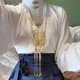 自由說(shuō)新中式瓔珞長(zhǎng)背云項(xiàng)鏈女長(zhǎng)命鎖吊墜古風(fēng)流蘇漢服馬面裙旗袍配飾 瓔珞+背云套裝