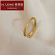 韓萊緹（HANLAITI）鈦鋼磨砂金色戒指食指尾戒網(wǎng)紅情侶對戒簡約個性素圈指環(huán)潮 金色磨砂面A23-101 7號